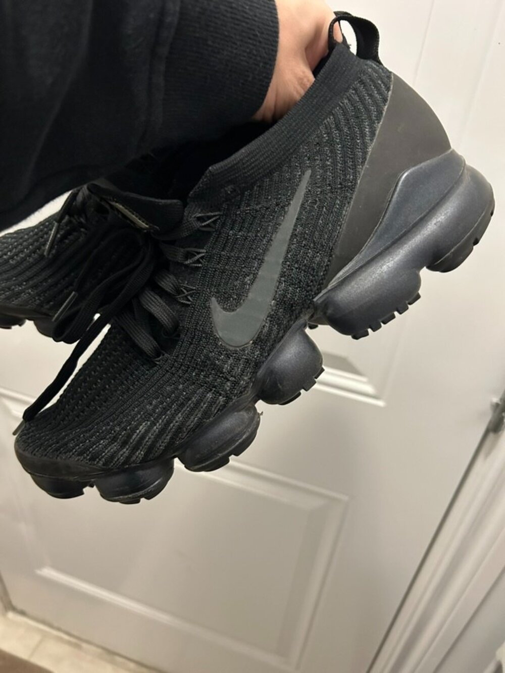 Nike Air VaporMax Flyknit 3 Triple Black Men's Running Shoes - Size 9.5